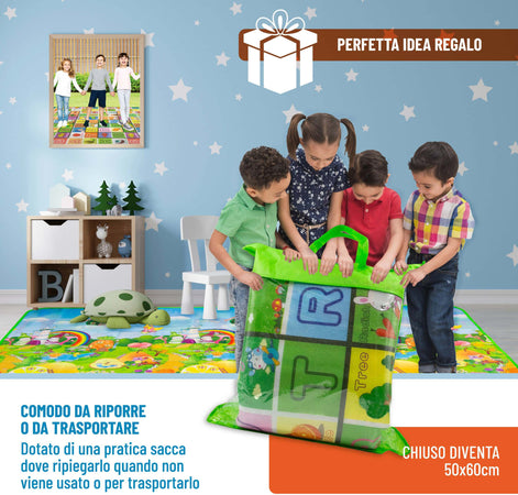 Tappeto Neonato Gattonamento Due Facce 200x180cm In Tela Pieghevole Tappeto Gioco Sensoriale Boquerias