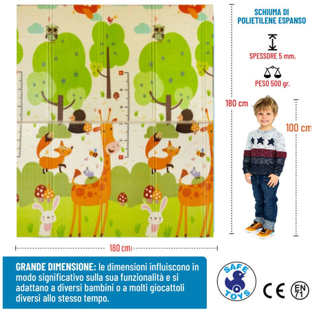 Tappeto Neonato Gattonamento Interattivo Due Facce 180x180x1 Cm Pieghevole Tappeto Gioco Sensoriale Boquerias
