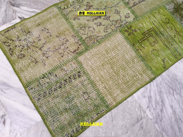 Tappeto Originale Passatoia Patchwork Vintage Anatolia Verde 200x60cm Verde Oliva Chiaro Melange Casa e cucina/Tessili per la casa/Tappeti e tappetini/Tappeti Runner Mollaian Tappeti - Lecce, Commerciovirtuoso.it