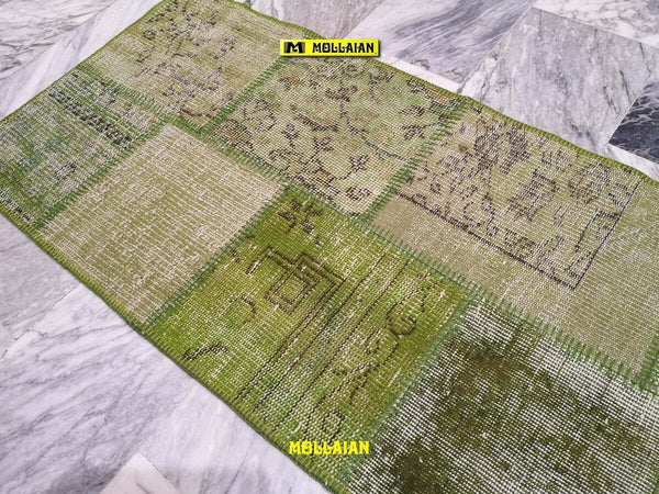 Tappeto Originale Passatoia Patchwork Vintage Anatolia Verde 200x60cm Verde Oliva Chiaro Melange Casa e cucina/Tessili per la casa/Tappeti e tappetini/Tappeti Runner Mollaian Tappeti - Lecce, Commerciovirtuoso.it