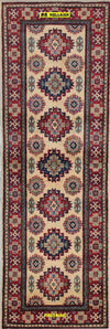 Tappeto Passatoia Uzbek Kazak 186x61 Cm Beige Arancione Rosso In Lane Pregiate Casa e cucina/Tessili per la casa/Tappeti e tappetini/Tappeti Runner Mollaian Tappeti - Lecce, Commerciovirtuoso.it