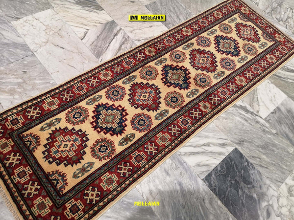 Tappeto Passatoia Uzbek Kazak 186x61 Cm Beige Arancione Rosso In Lane Pregiate Casa e cucina/Tessili per la casa/Tappeti e tappetini/Tappeti Runner Mollaian Tappeti - Lecce, Commerciovirtuoso.it