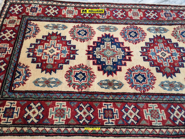 Tappeto Passatoia Uzbek Kazak 186x61 Cm Beige Arancione Rosso In Lane Pregiate Casa e cucina/Tessili per la casa/Tappeti e tappetini/Tappeti Runner Mollaian Tappeti - Lecce, Commerciovirtuoso.it