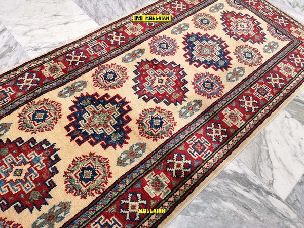 Tappeto Passatoia Uzbek Kazak 186x61 Cm Beige Arancione Rosso In Lane Pregiate Casa e cucina/Tessili per la casa/Tappeti e tappetini/Tappeti Runner Mollaian Tappeti - Lecce, Commerciovirtuoso.it