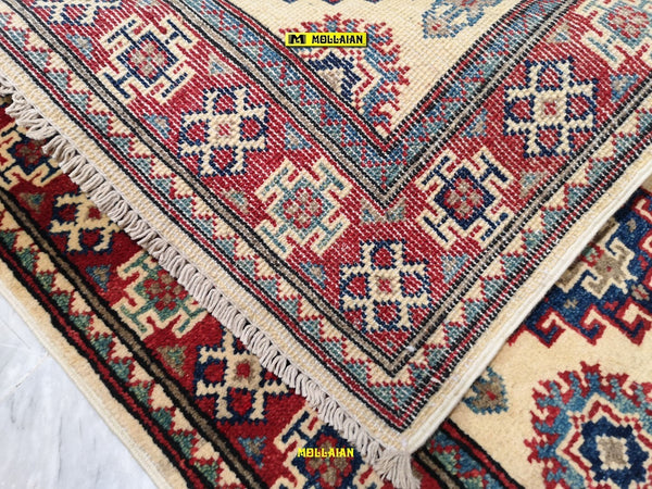 Tappeto Passatoia Uzbek Kazak 186x61 Cm Beige Arancione Rosso In Lane Pregiate Casa e cucina/Tessili per la casa/Tappeti e tappetini/Tappeti Runner Mollaian Tappeti - Lecce, Commerciovirtuoso.it