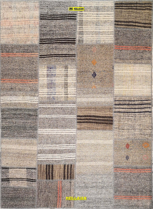 Tappeto Patchwork Kilim 235x170 Cm Grigio Tortora Beige Originale Certificato Casa e cucina/Tessili per la casa/Tappeti e tappetini/Tappeti Mollaian Tappeti - Lecce, Commerciovirtuoso.it