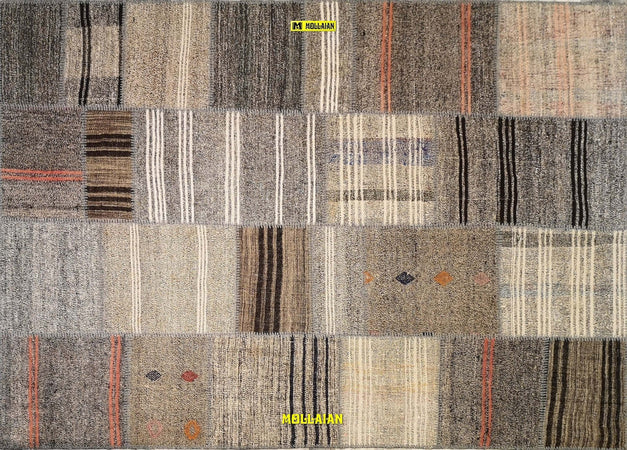 Tappeto Patchwork Kilim 235x170 Cm Grigio Tortora Beige Originale Certificato Casa e cucina/Tessili per la casa/Tappeti e tappetini/Tappeti Mollaian Tappeti - Lecce, Commerciovirtuoso.it