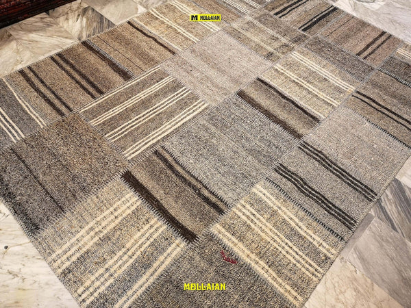 Tappeto Patchwork Kilim 235x170cm Grigio - Tortora - Beige Originale, Lavorato A Mano Originale Con Il Certificato Casa e cucina/Tessili per la casa/Tappeti e tappetini/Tappeti Mollaian Tappeti - Lecce, Commerciovirtuoso.it