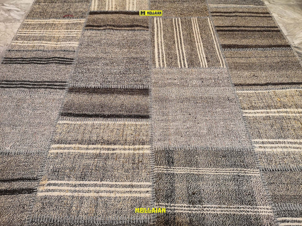 Tappeto Patchwork Kilim 235x170cm Grigio - Tortora - Beige Originale, Lavorato A Mano Originale Con Il Certificato Casa e cucina/Tessili per la casa/Tappeti e tappetini/Tappeti Mollaian Tappeti - Lecce, Commerciovirtuoso.it