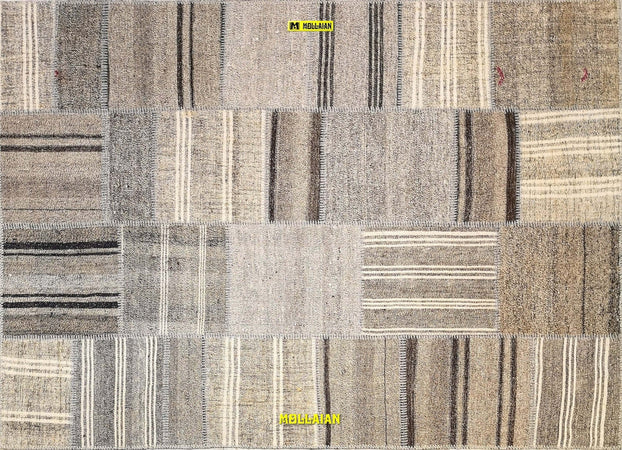 Tappeto Patchwork Kilim 235x170cm Grigio - Tortora - Beige Originale, Lavorato A Mano Originale Con Il Certificato Casa e cucina/Tessili per la casa/Tappeti e tappetini/Tappeti Mollaian Tappeti - Lecce, Commerciovirtuoso.it