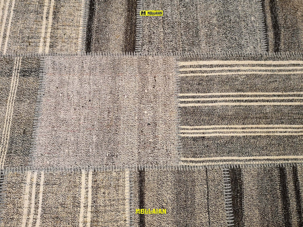 Tappeto Patchwork Kilim 235x170cm Grigio - Tortora - Beige Originale, Lavorato A Mano Originale Con Il Certificato Casa e cucina/Tessili per la casa/Tappeti e tappetini/Tappeti Mollaian Tappeti - Lecce, Commerciovirtuoso.it