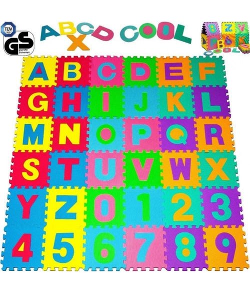 Tappeto Puzzle Per Bambini Set 9 X 9 Cm Gioco Tappetino Lettere Numeri Gomma Eva