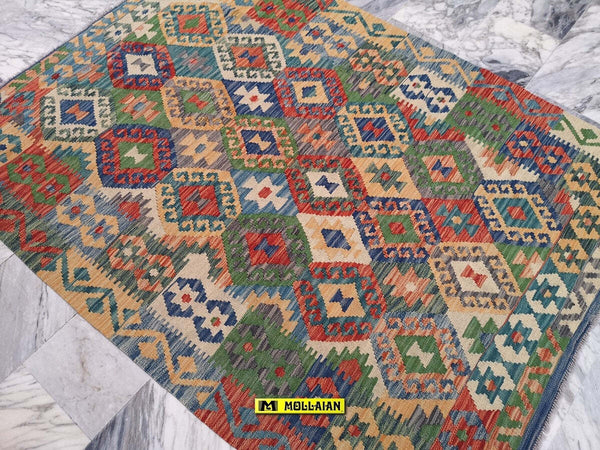 Tappeto Rettangolare Melange Pastello Kilim Kaudani Melange 173x130 Isegno Moderno, Double Face Originale, Lavorato A Mano, Pezzo Unico Casa e cucina/Tessili per la casa/Tappeti e tappetini/Tappeti per scale Mollaian Tappeti - Lecce, Commerciovirtuoso.it