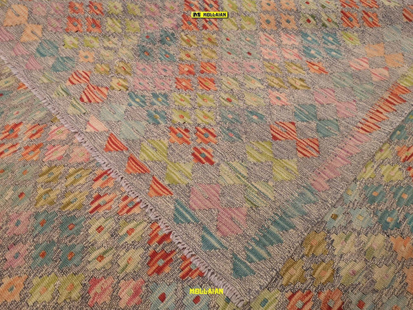 Tappeto Rettangolare Melange Verde Kilim Kaudani Melange 228x173cm Disegno Moderno, Double Face Originale, Lavorato a Mano, Pezzo Unico Casa e cucina/Tessili per la casa/Tappeti e tappetini/Tappeti Mollaian Tappeti - Lecce, Commerciovirtuoso.it
