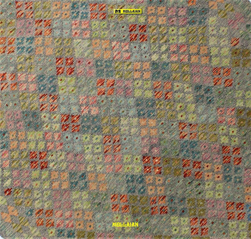 Tappeto Rettangolare Melange Verde Kilim Kaudani Melange 228x173cm Disegno Moderno, Double Face Originale, Lavorato a Mano, Pezzo Unico Casa e cucina/Tessili per la casa/Tappeti e tappetini/Tappeti Mollaian Tappeti - Lecce, Commerciovirtuoso.it
