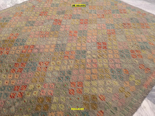 Tappeto Rettangolare Melange Verde Kilim Kaudani Melange 228x173cm Disegno Moderno, Double Face Originale, Lavorato a Mano, Pezzo Unico Casa e cucina/Tessili per la casa/Tappeti e tappetini/Tappeti Mollaian Tappeti - Lecce, Commerciovirtuoso.it