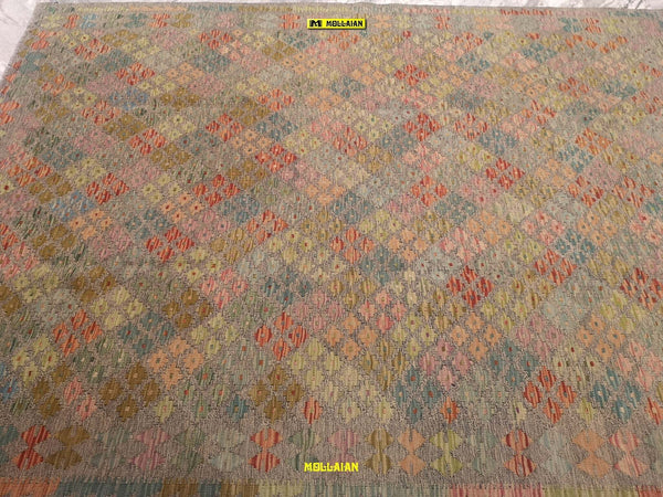 Tappeto Rettangolare Melange Verde Kilim Kaudani Melange 228x173cm Disegno Moderno, Double Face Originale, Lavorato a Mano, Pezzo Unico Casa e cucina/Tessili per la casa/Tappeti e tappetini/Tappeti Mollaian Tappeti - Lecce, Commerciovirtuoso.it