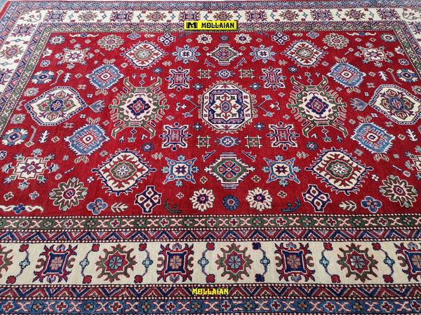 Tappeto Rettangolare Rosso Beige Azzurro Uzbek Kazak 295x206 Cm Tappeto Geometrico Orientale Originale Casa e cucina/Tessili per la casa/Tappeti e tappetini/Tappeti Mollaian Tappeti - Lecce, Commerciovirtuoso.it