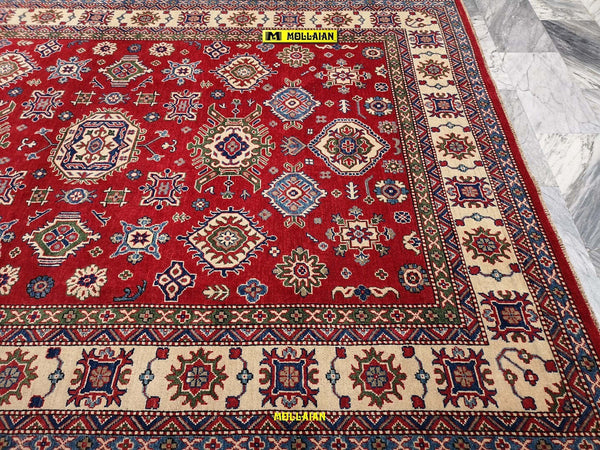 Tappeto Rettangolare Rosso Beige Azzurro Uzbek Kazak 295x206 Cm Tappeto Geometrico Orientale Originale Casa e cucina/Tessili per la casa/Tappeti e tappetini/Tappeti Mollaian Tappeti - Lecce, Commerciovirtuoso.it