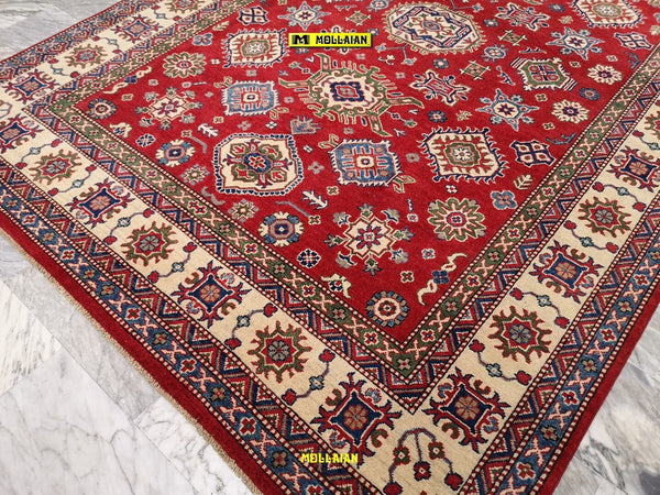Tappeto Rettangolare Rosso Beige Azzurro Uzbek Kazak 295x206 Cm Tappeto Geometrico Orientale Originale Casa e cucina/Tessili per la casa/Tappeti e tappetini/Tappeti Mollaian Tappeti - Lecce, Commerciovirtuoso.it