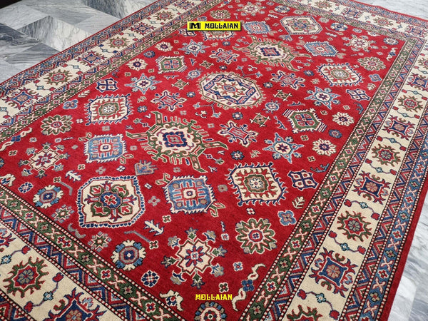 Tappeto Rettangolare Rosso Beige Azzurro Uzbek Kazak 295x206 Cm Tappeto Geometrico Orientale Originale Casa e cucina/Tessili per la casa/Tappeti e tappetini/Tappeti Mollaian Tappeti - Lecce, Commerciovirtuoso.it