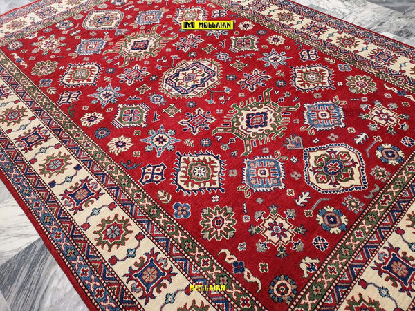 Tappeto Rettangolare Rosso Beige Azzurro Uzbek Kazak 295x206 Cm Tappeto Geometrico Orientale Originale Casa e cucina/Tessili per la casa/Tappeti e tappetini/Tappeti Mollaian Tappeti - Lecce, Commerciovirtuoso.it