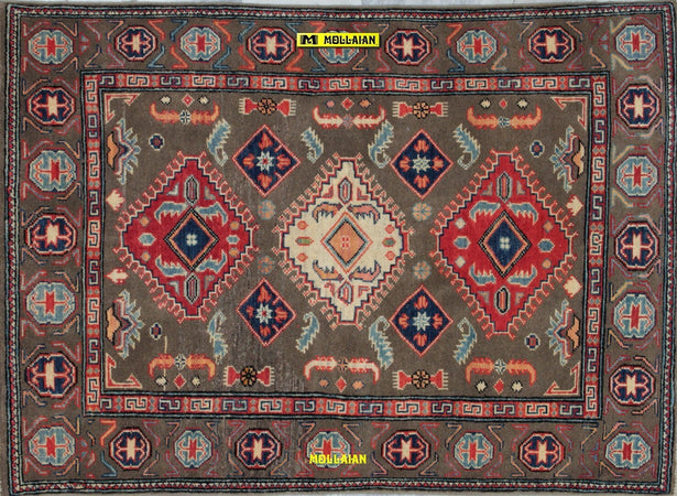 Tappeto Rettangolare Uzbek Kazak 145x106cm Marrone Multicolore Marrone Tortora Casa e cucina/Tessili per la casa/Tappeti e tappetini/Tappeti Mollaian Tappeti - Lecce, Commerciovirtuoso.it