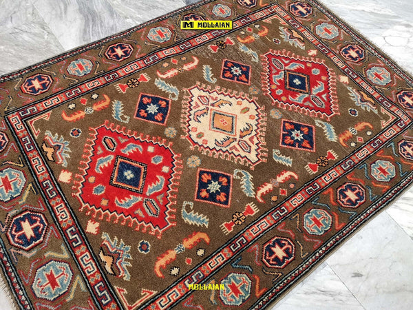 Tappeto Rettangolare Uzbek Kazak 145x106cm Marrone Multicolore Marrone Tortora Casa e cucina/Tessili per la casa/Tappeti e tappetini/Tappeti Mollaian Tappeti - Lecce, Commerciovirtuoso.it