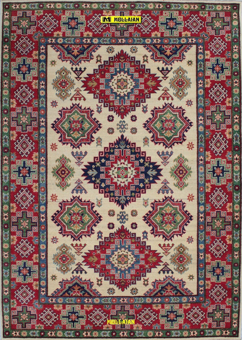 Tappeto Rettangolare Uzbek Kazak 246x175cm Beige Verde Arancio Tappeto Geometrico Orientale Originale Certificato Casa e cucina/Tessili per la casa/Tappeti e tappetini/Tappeti Mollaian Tappeti - Lecce, Commerciovirtuoso.it