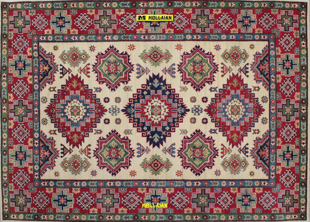Tappeto Rettangolare Uzbek Kazak 246x175cm Beige Verde Arancio Tappeto Geometrico Orientale Originale Certificato Casa e cucina/Tessili per la casa/Tappeti e tappetini/Tappeti Mollaian Tappeti - Lecce, Commerciovirtuoso.it