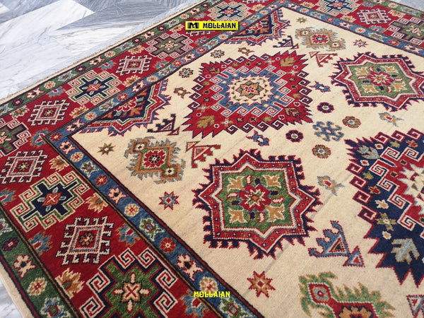 Tappeto Rettangolare Uzbek Kazak 246x175cm Beige Verde Arancio Tappeto Geometrico Orientale Originale Certificato Casa e cucina/Tessili per la casa/Tappeti e tappetini/Tappeti Mollaian Tappeti - Lecce, Commerciovirtuoso.it