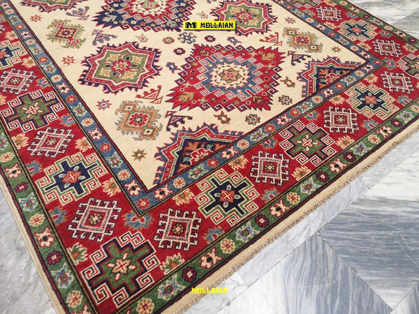 Tappeto Rettangolare Uzbek Kazak 246x175cm Beige Verde Arancio Tappeto Geometrico Orientale Originale Certificato Casa e cucina/Tessili per la casa/Tappeti e tappetini/Tappeti Mollaian Tappeti - Lecce, Commerciovirtuoso.it