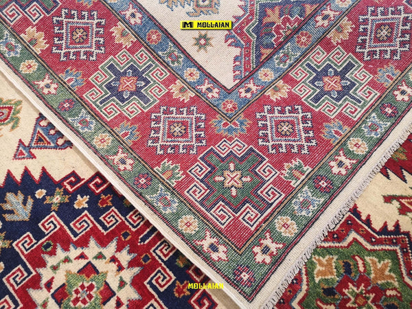 Tappeto Rettangolare Uzbek Kazak 246x175cm Beige Verde Arancio Tappeto Geometrico Orientale Originale Certificato Casa e cucina/Tessili per la casa/Tappeti e tappetini/Tappeti Mollaian Tappeti - Lecce, Commerciovirtuoso.it