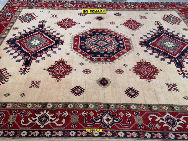 Tappeto Rettangolare Uzbek Kazak 295x213cm Beige E Arancione Tappeto Geometrico Orientale Originale Casa e cucina/Tessili per la casa/Tappeti e tappetini/Tappeti Mollaian Tappeti - Lecce, Commerciovirtuoso.it