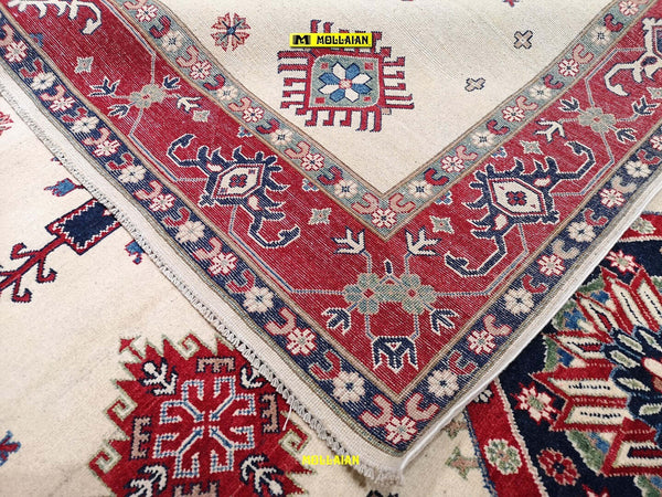 Tappeto Rettangolare Uzbek Kazak 295x213cm Beige E Arancione Tappeto Geometrico Orientale Originale Casa e cucina/Tessili per la casa/Tappeti e tappetini/Tappeti Mollaian Tappeti - Lecce, Commerciovirtuoso.it