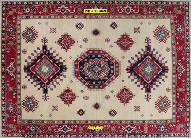 Tappeto Rettangolare Uzbek Kazak 295x213cm Beige E Arancione Tappeto Geometrico Orientale Originale Casa e cucina/Tessili per la casa/Tappeti e tappetini/Tappeti Mollaian Tappeti - Lecce, Commerciovirtuoso.it