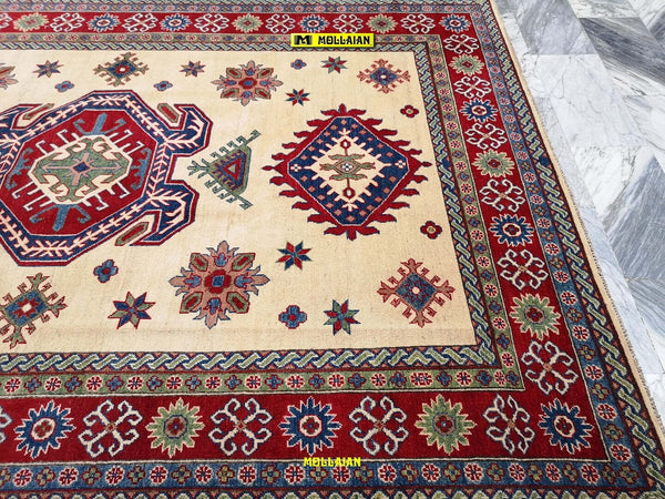 Tappeto Rettangolare Uzbek Kazak 296x204cm Beige Arancione E Verde Tappeto Geometrico Orientale Originale Casa e cucina/Tessili per la casa/Tappeti e tappetini/Tappeti Mollaian Tappeti - Lecce, Commerciovirtuoso.it