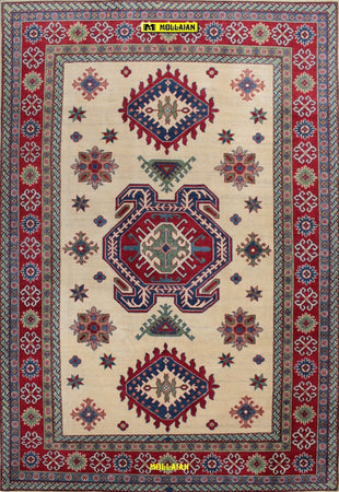Tappeto Rettangolare Uzbek Kazak 296x204cm Beige Arancione E Verde Tappeto Geometrico Orientale Originale Casa e cucina/Tessili per la casa/Tappeti e tappetini/Tappeti Mollaian Tappeti - Lecce, Commerciovirtuoso.it