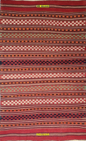 Tappeto Rosso Kilim Suzani Caucasico Antico 250x157cm Rosso Multicolore, Lavorazione Sumak A Ricamo Originale Unico Con Certificato Casa e cucina/Tessili per la casa/Tappeti e tappetini/Tappeti Mollaian Tappeti - Lecce, Commerciovirtuoso.it