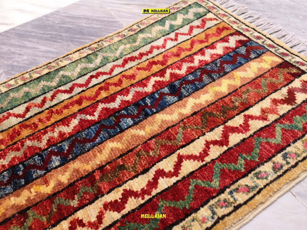 Tappeto-Scendiletto-Mini-Sultanabad-Ziegler---Autentico-Capolavoro-Afghanistan-60x40-Multicolore-Chiaro