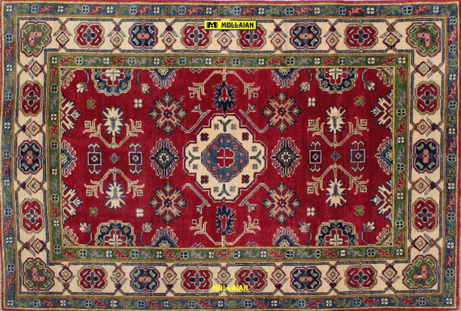 Tappeto Scendiletto Uzbek Kazak 170x112cm Con Frange Lana Pregiata Ghazni Multicolore Chiaro Disegni Geometrici Casa e cucina/Tessili per la casa/Tappeti e tappetini/Scendiletto Mollaian Tappeti - Lecce, Commerciovirtuoso.it