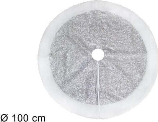 Tappeto-Sottoalbero-Natale-Gonna-Copertura-100cm-Effetto-Glitter-Silver-Pelliccia
