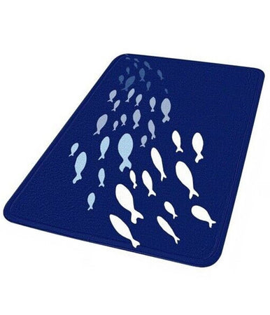 Tappeto Tappetino Antiscivolo Tessuto Bagno Arredo 40x60cm Blu Pesciolini 69873