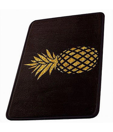 Tappeto Tappetino Antiscivolo Tessuto Bagno Arredo 40x60cm Nero Con Ananas 69750