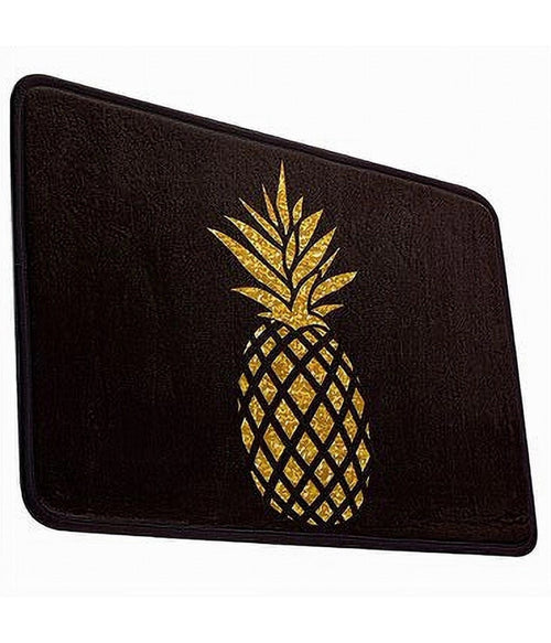 Tappeto Tappetino Antiscivolo Tessuto Bagno Arredo 40x60cm Nero Con Ananas 69750