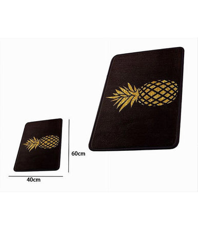 Tappeto Tappetino Antiscivolo Tessuto Bagno Arredo 40x60cm Nero Con Ananas 69750
