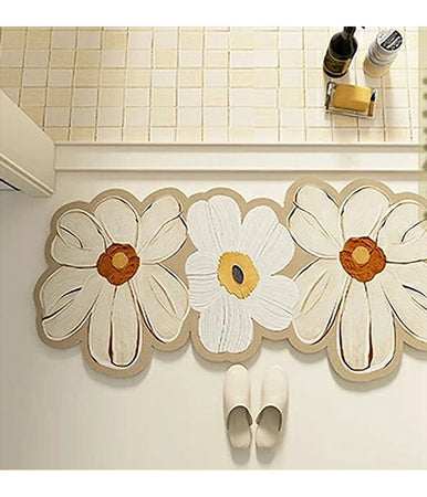 Tappeto Tappetino Arredo Da Bagno 38x118cm Con Motivo Floreale Antiscivolo 87224