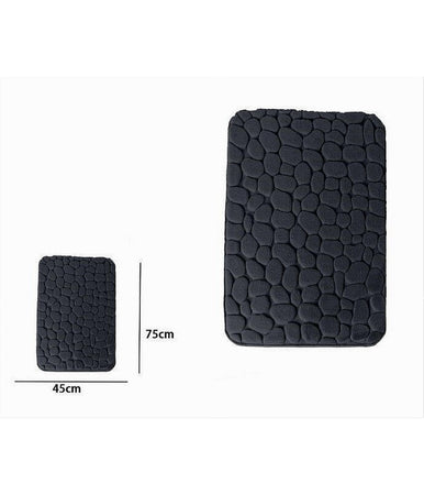 Tappeto Tappetino In Tessuto Per Bagno Arredo 45x75 Cm Effetto Sassi Nero 69770