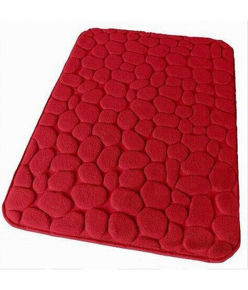 Tappeto Tappetino In Tessuto Per Bagno Arredo 45x75 Cm Effetto Sassi Rosso 69935