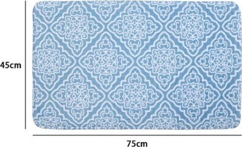 Tappeto-Tappetino-Per-Arredo-Da-Bagno-45-X-75-Cm-Azzurro-Con-Maioliche-87032